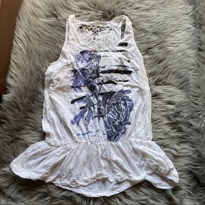 Free People Blue Flower Sleeveless Top